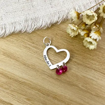 PINGENTE CORAÇÃO VAZADO ROSA MÃE DE 2